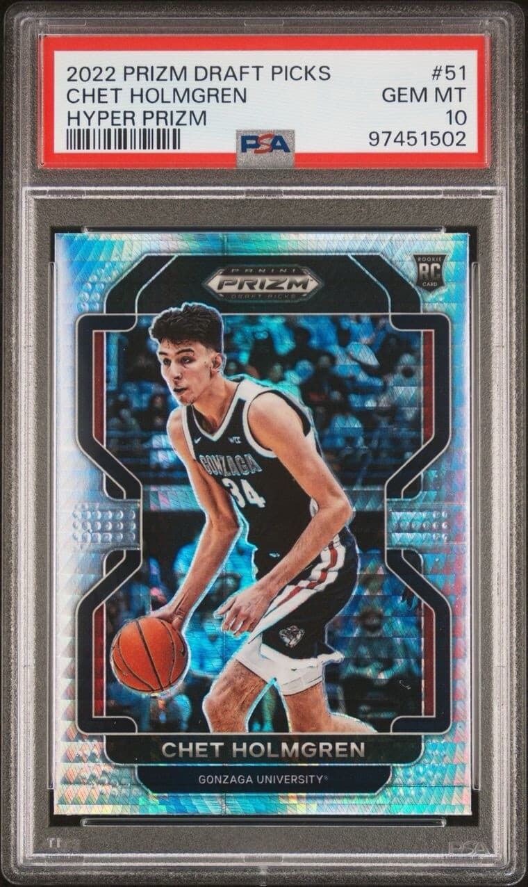2022-23 Prizm Draft Picks - Hyper Prizm #51 Chet Holmgren (RC). PSA 10. Pop 13