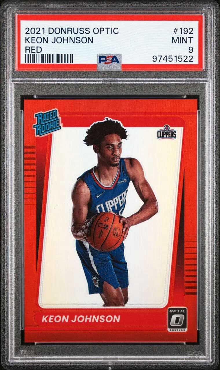2021 Donruss Optic - Rated Rookie #192 Keon Johnson (RC) /99. PSA 9. Pop 4