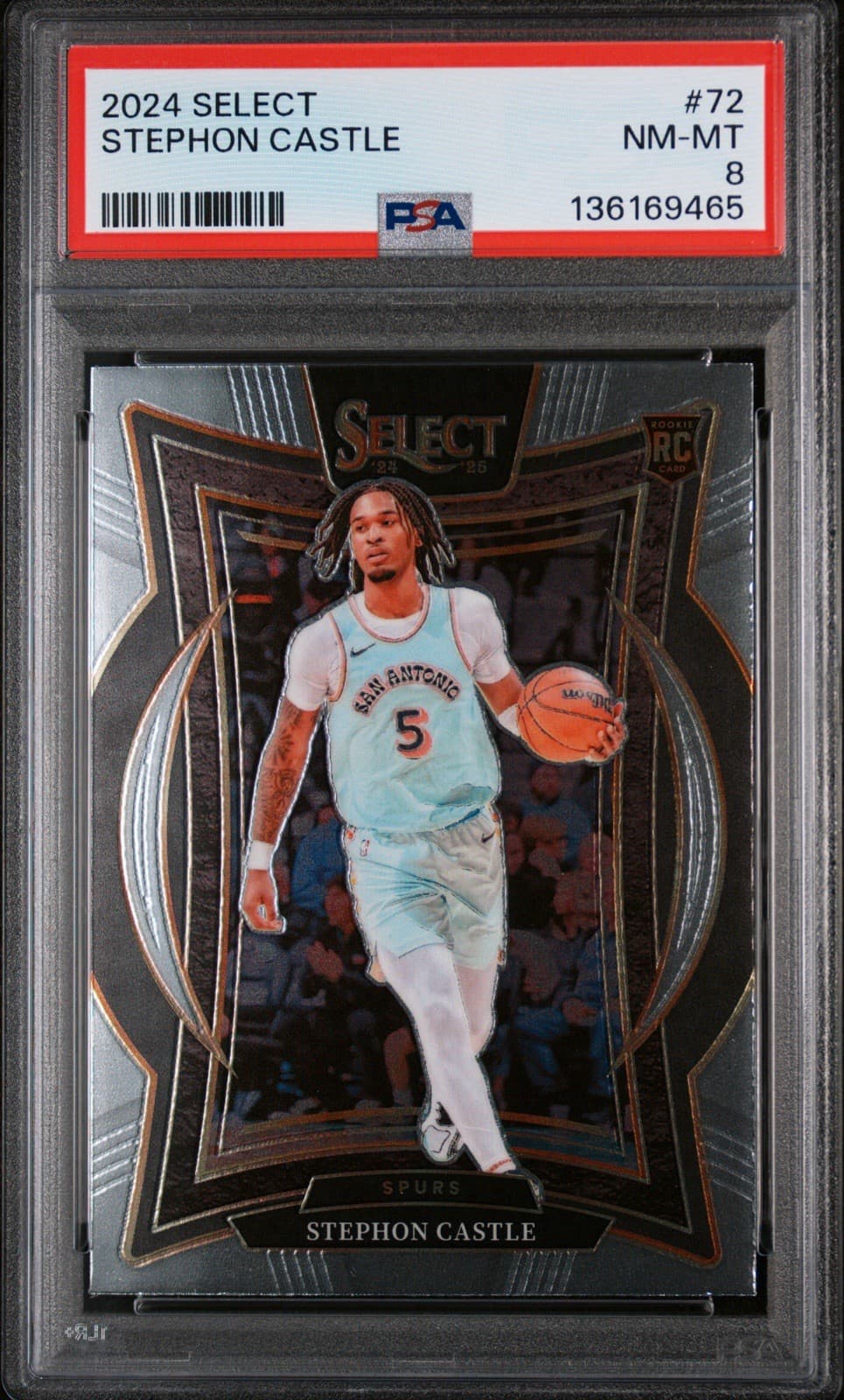 2024-25 Panini Select - Concourse Stephon Castle #72 (RC). PSA 8 NM - MT