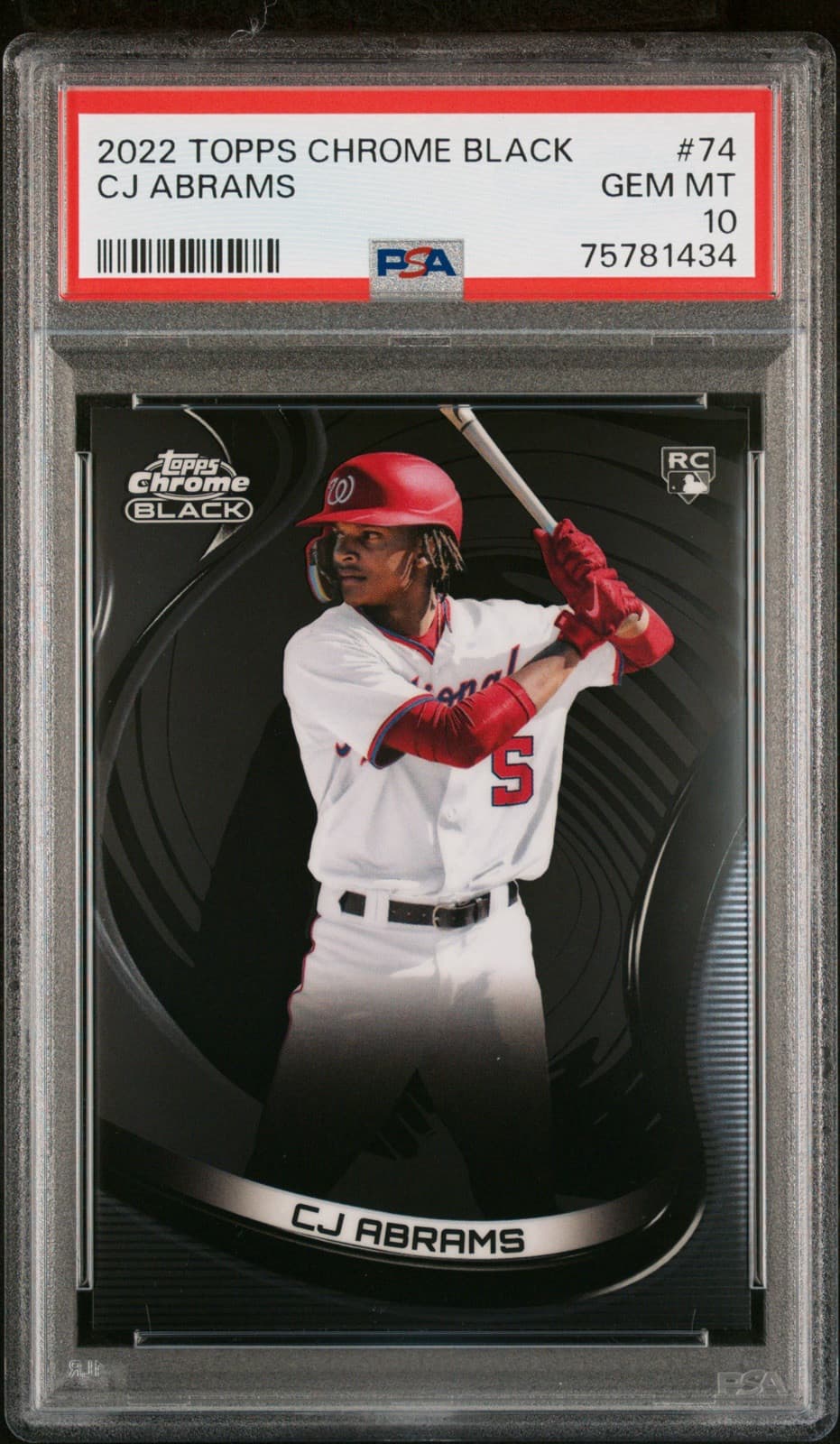 2022 Topps Chrome Black - #74 CJ Abrams (RC). PSA 10. Pop 18!