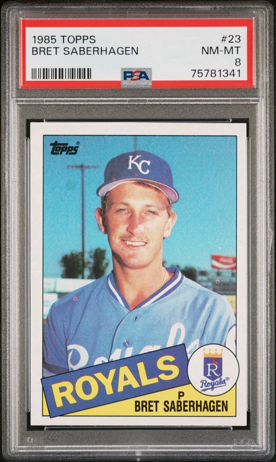 1985 Topps - Bret Saberhagen #23 (RC). PSA 8 NM - MT