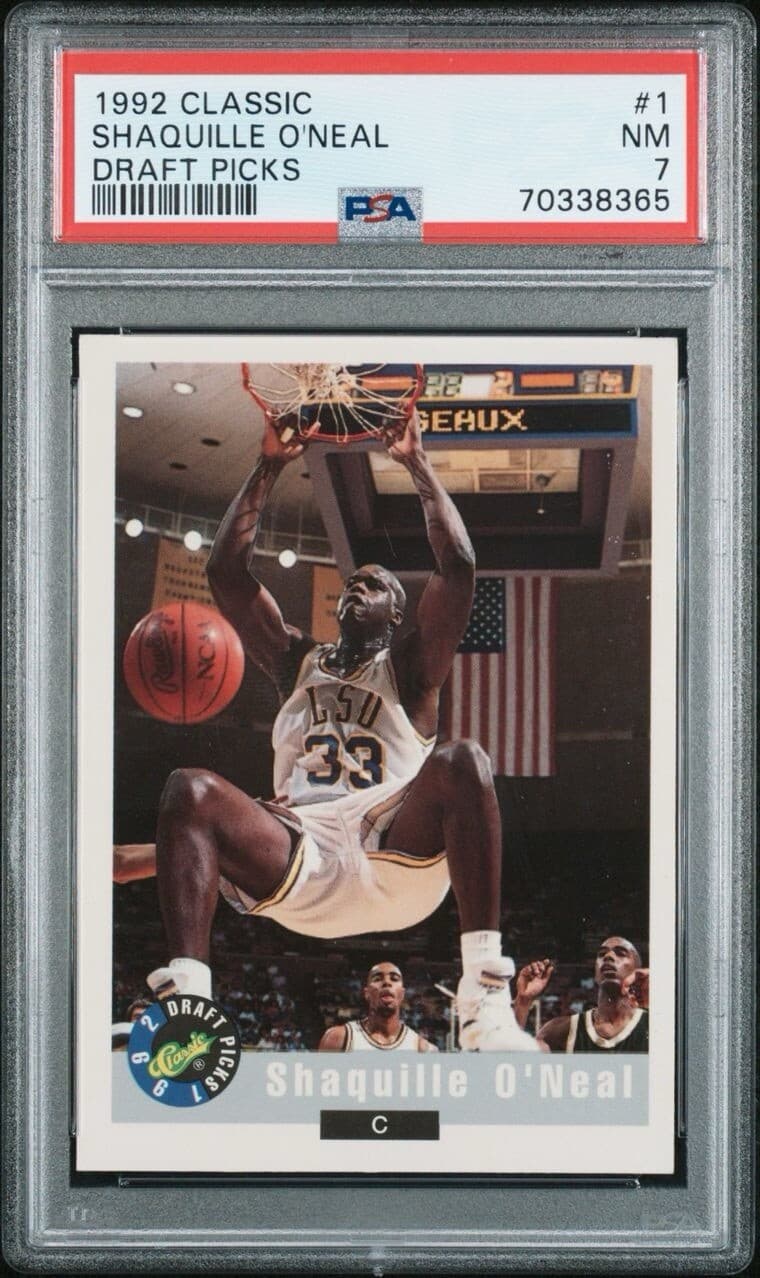 #1 Shaquille O’Neal 1992 classic draft picks Rookie Psa 7 LSU