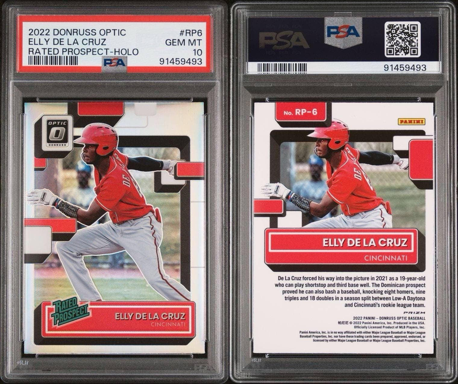 2022 Donruss Optic - Rated Prospect Holo. Elly De La Cruz (RC). PSA 10. Pop 55!