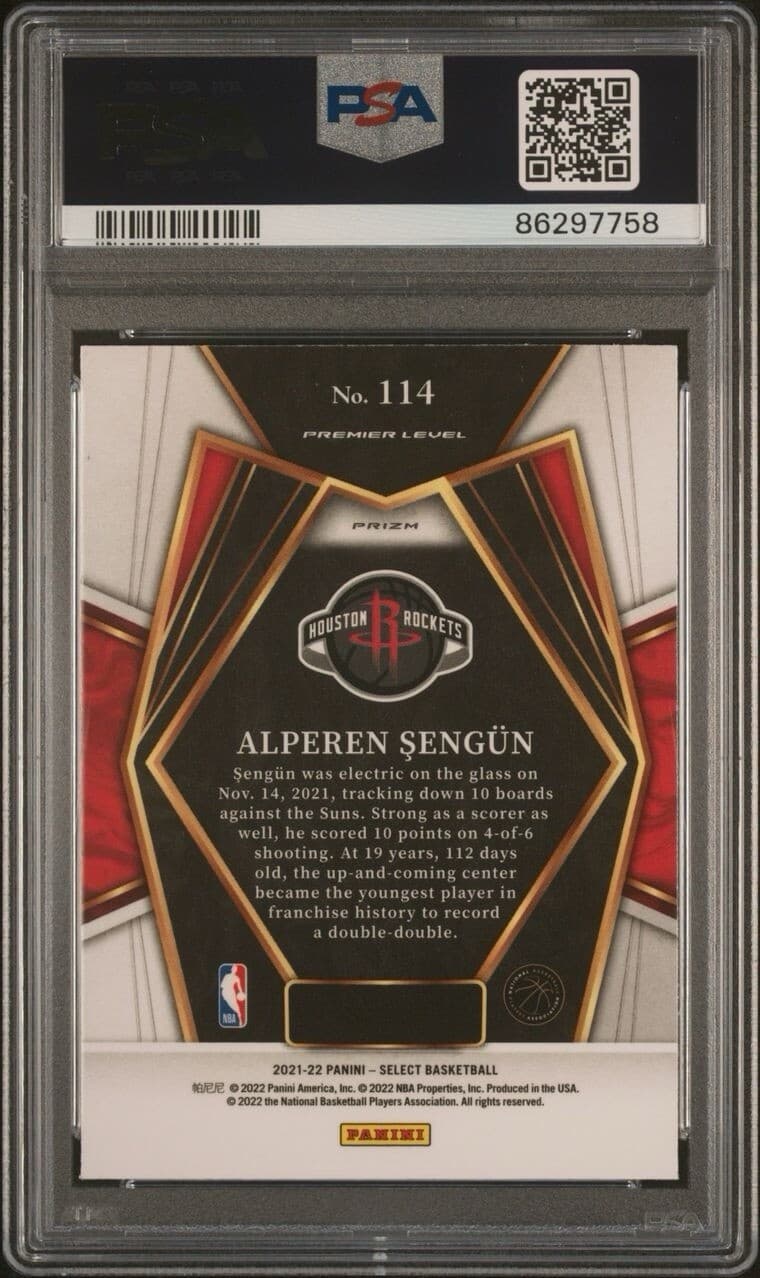 2021 Select Alperen Sengun #114 Silver Prizm PSA 8