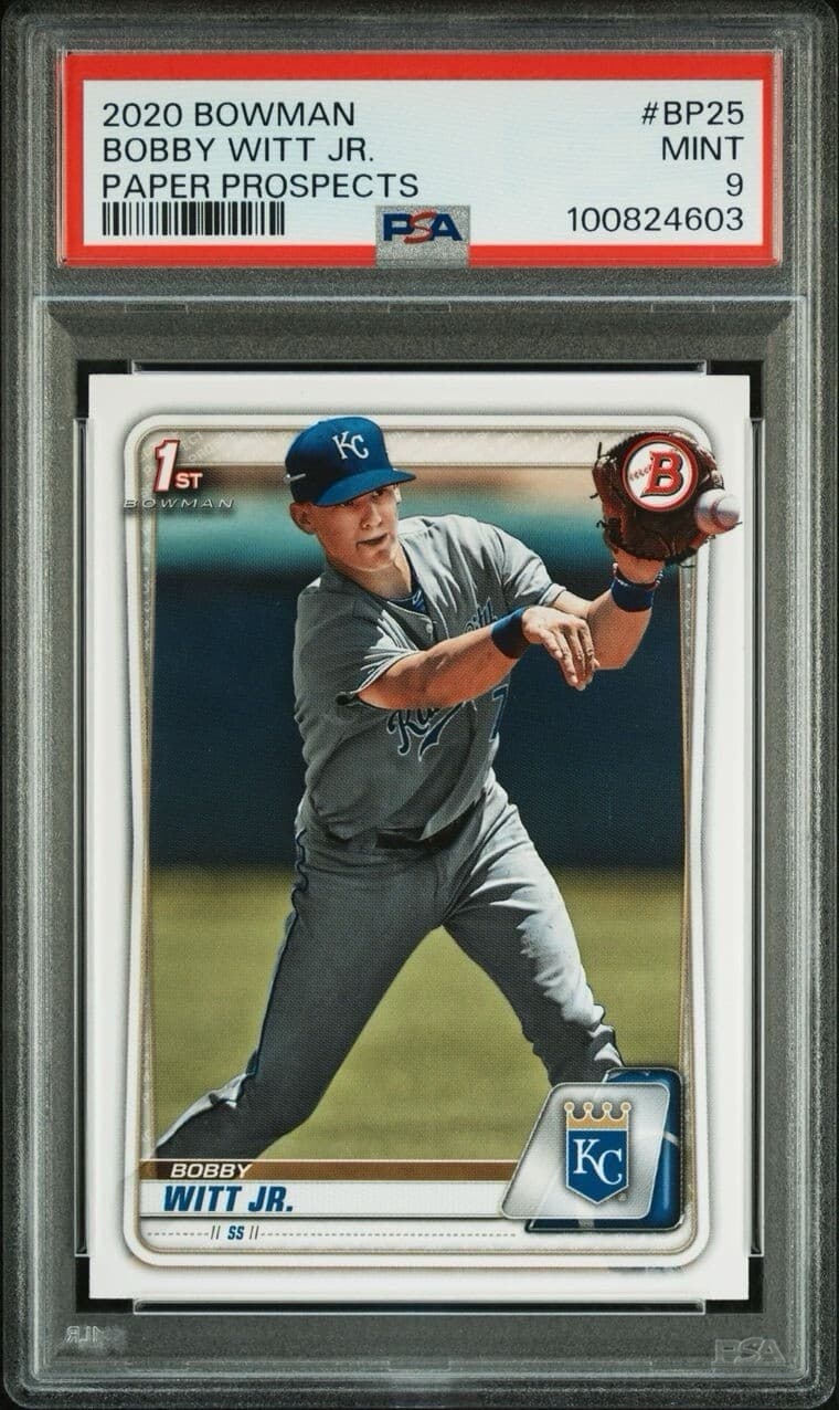 2020 Bowman Bobby Witt Jr. PSA 9 Mint #BP25 Paper Prospects Royals Bowman 1st