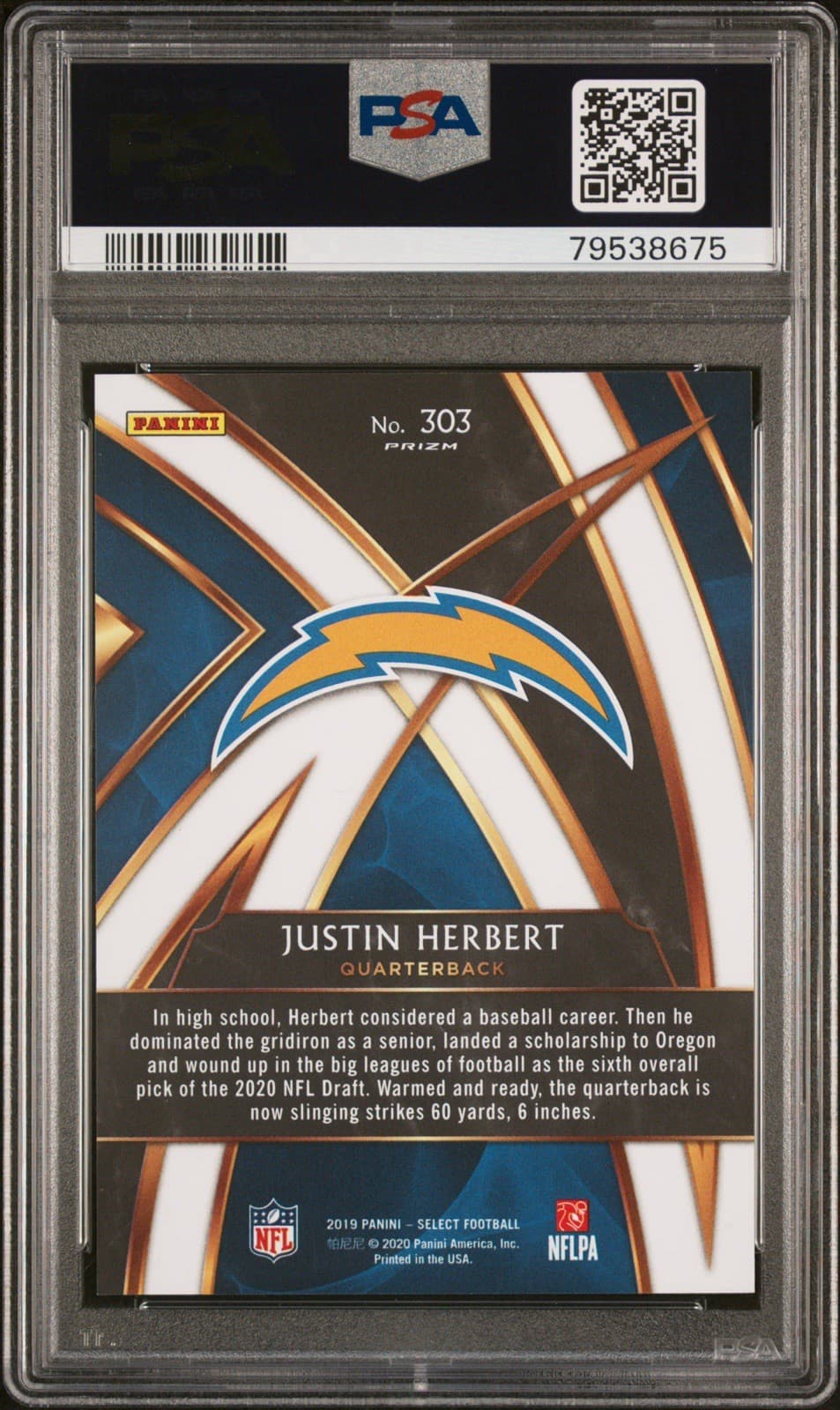 2019 Panini Select JUSTIN HERBERT XRC Prizm Redemption RC. PSA 9 MINT thumbnail 2