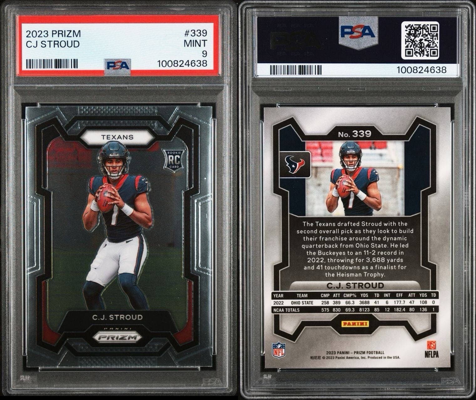 2023 Prizm CJ STROUD #339 PSA 9 ROOKIE RC Houston Texans