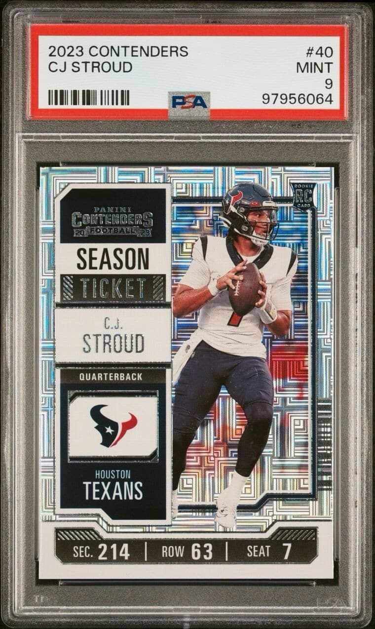 2023 Panini Contenders - Season Ticket #40 C.J. Stroud (RC). PSA 9.