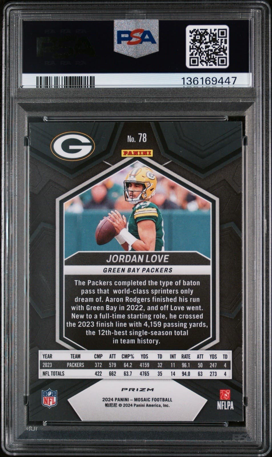2024 Panini Mosaic - Jordan Love #78 Red Sparkle Prizm. PSA 10 GEM MT. Pop 1!