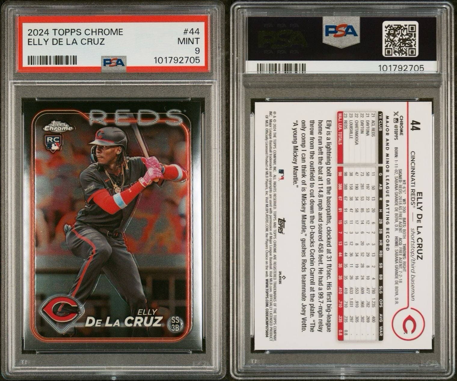 2024 Topps Chrome - #44 Elly De La Cruz (RC). PSA 9.