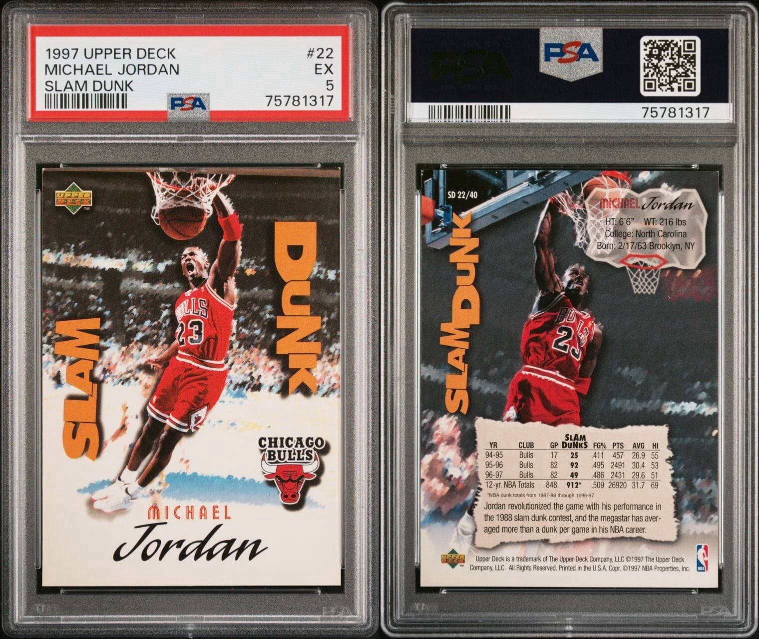 1997-98 Upper Deck Nestle Slam Dunk - #SD 22 Michael Jordan PSA 5
