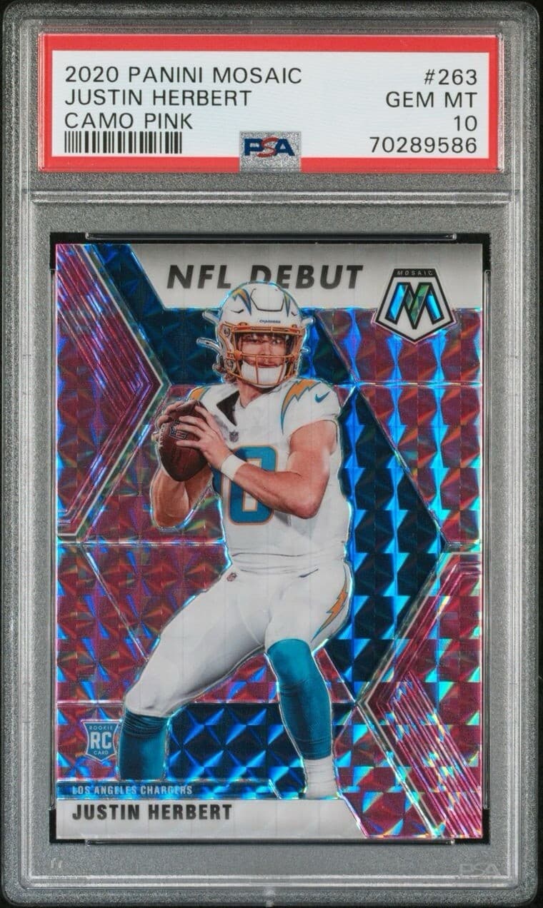 2020 Panini Mosaic Justin Herbert Camo Pink PSA 10 #263