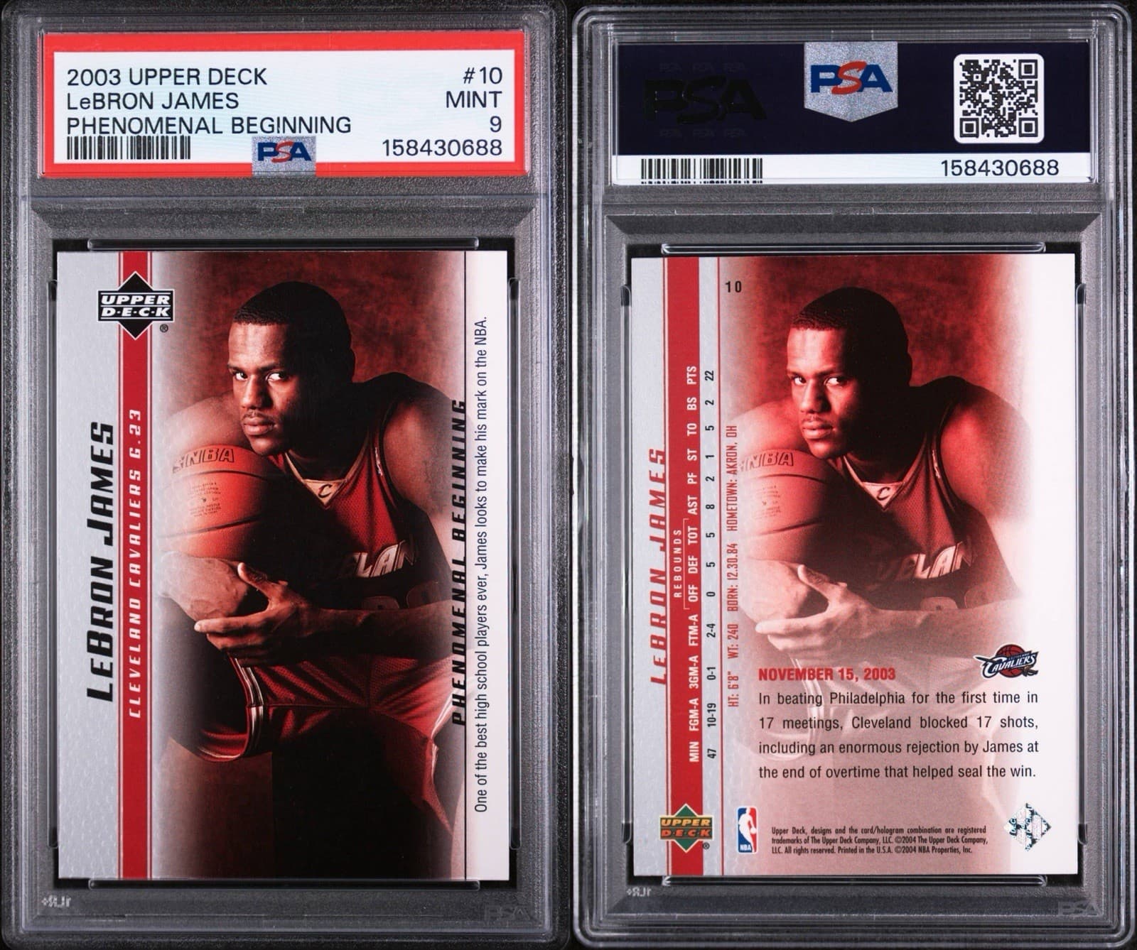 2003 Upper Deck Lebron James Phenomenal Beginning - LeBron James #10 (RC). PSA 9