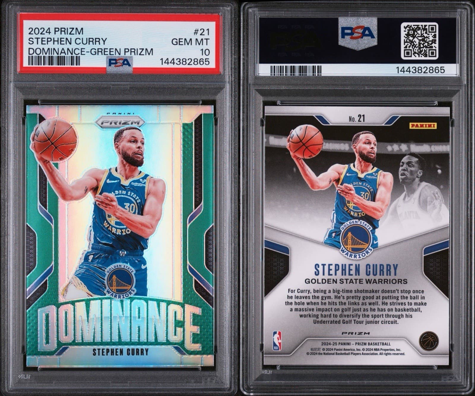 2024-25 Panini Prizm - Dominance Stephen Curry #21 Green Prizm. PSA 10. Pop 5!