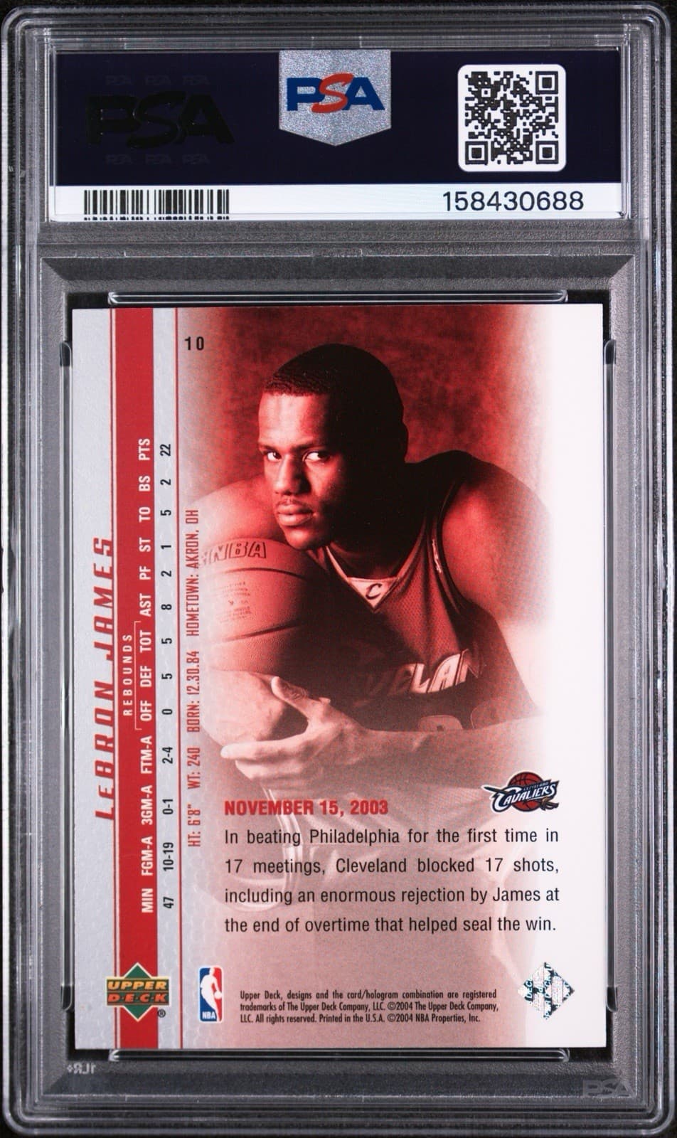 2003 Upper Deck Lebron James Phenomenal Beginning - LeBron James #10 (RC). PSA 9