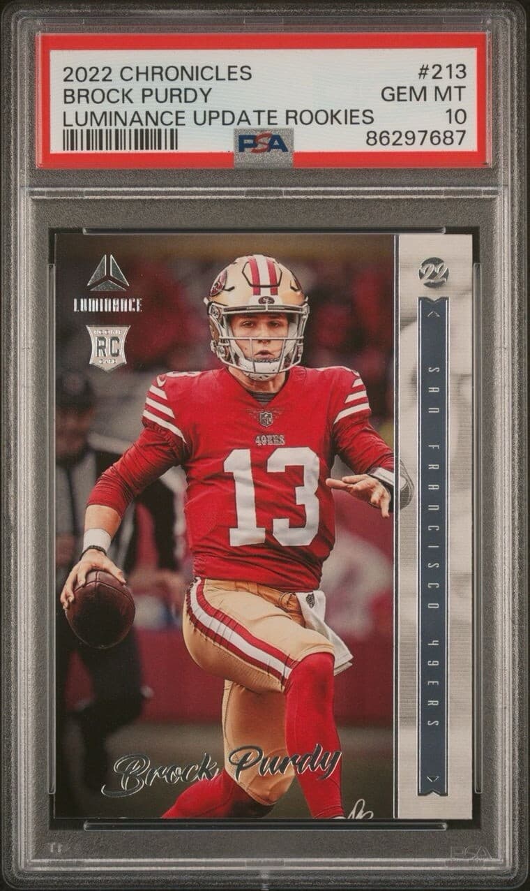 2022 Panini Chronicles - Luminance Update Rookies #213 Brock Purdy (RC) PSA 10 