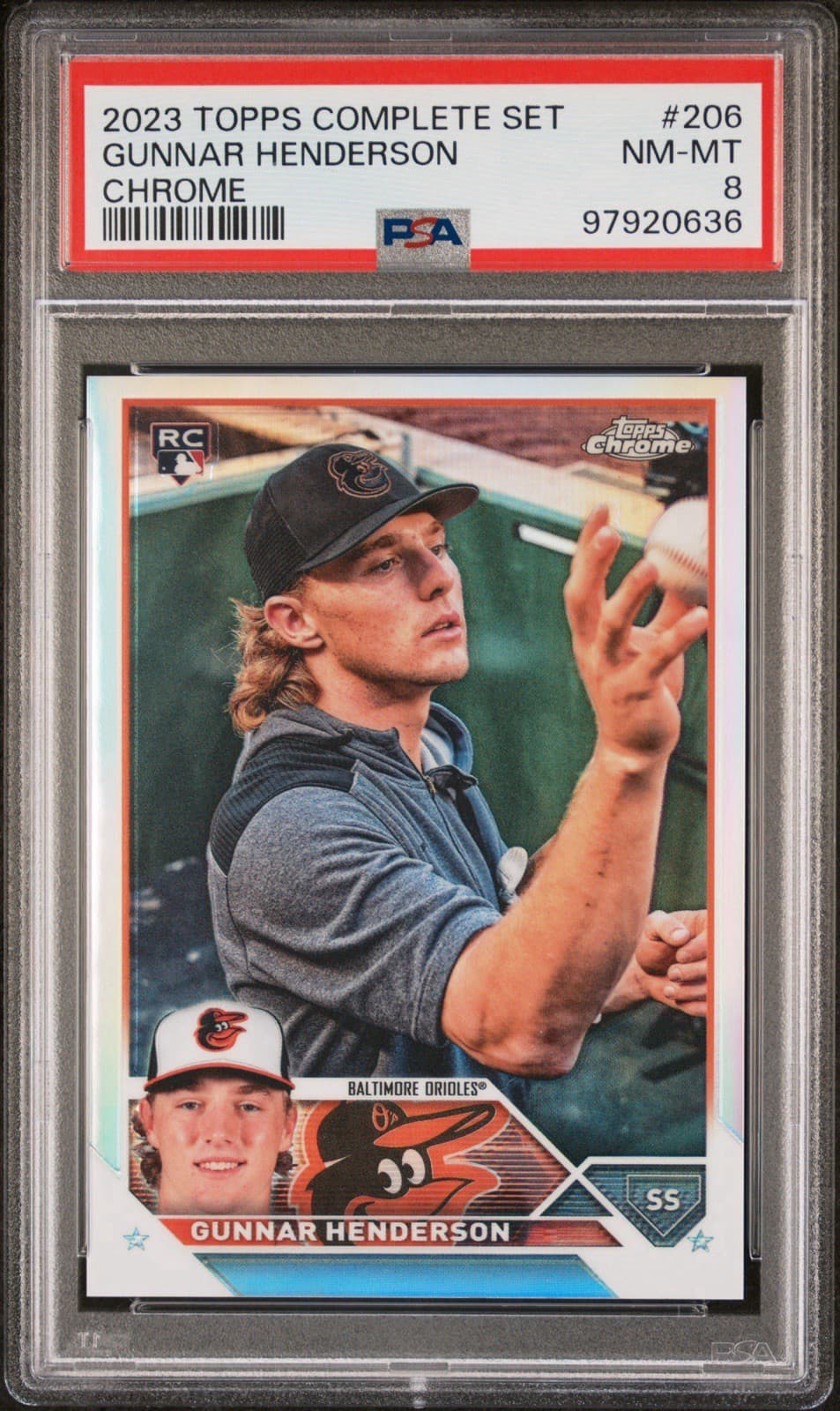 Gunnar Henderson 2023 Topps Complete Set - Chrome RC Variation. PSA 8 NM-MT