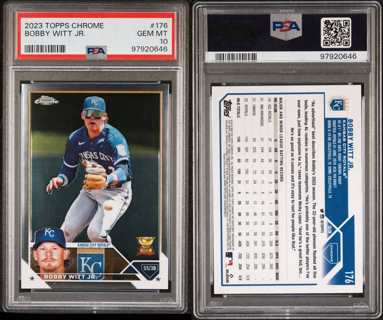 2023 Topps Chrome BOBBY WITT JR.  Rookie Cup #176 PSA 10