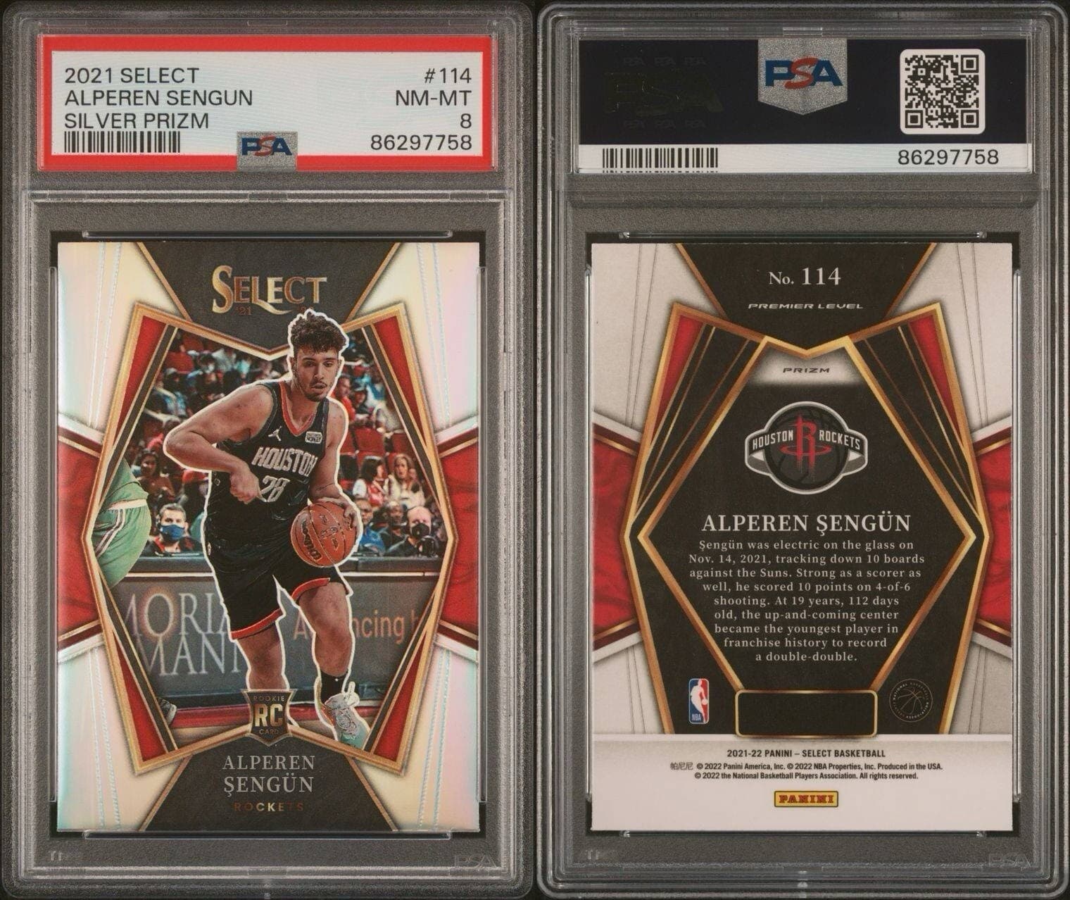 2021 Select Alperen Sengun #114 Silver Prizm PSA 8