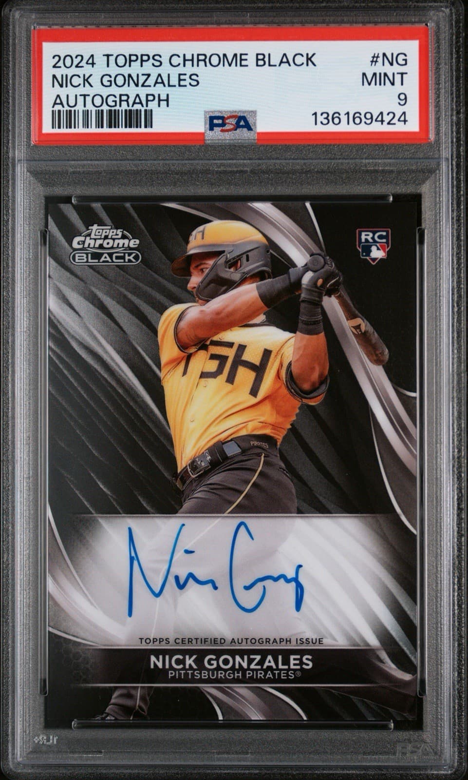 2024 Topps Chrome Black - Nick Gonzales (RC) Autographs #CBA-NG. PSA 9 MINT