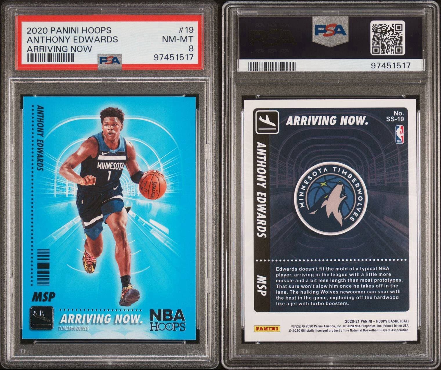 2020 Panini Hoops Anthony Edwards (RC) #19 Arriving Now. PSA 8 NM-MT