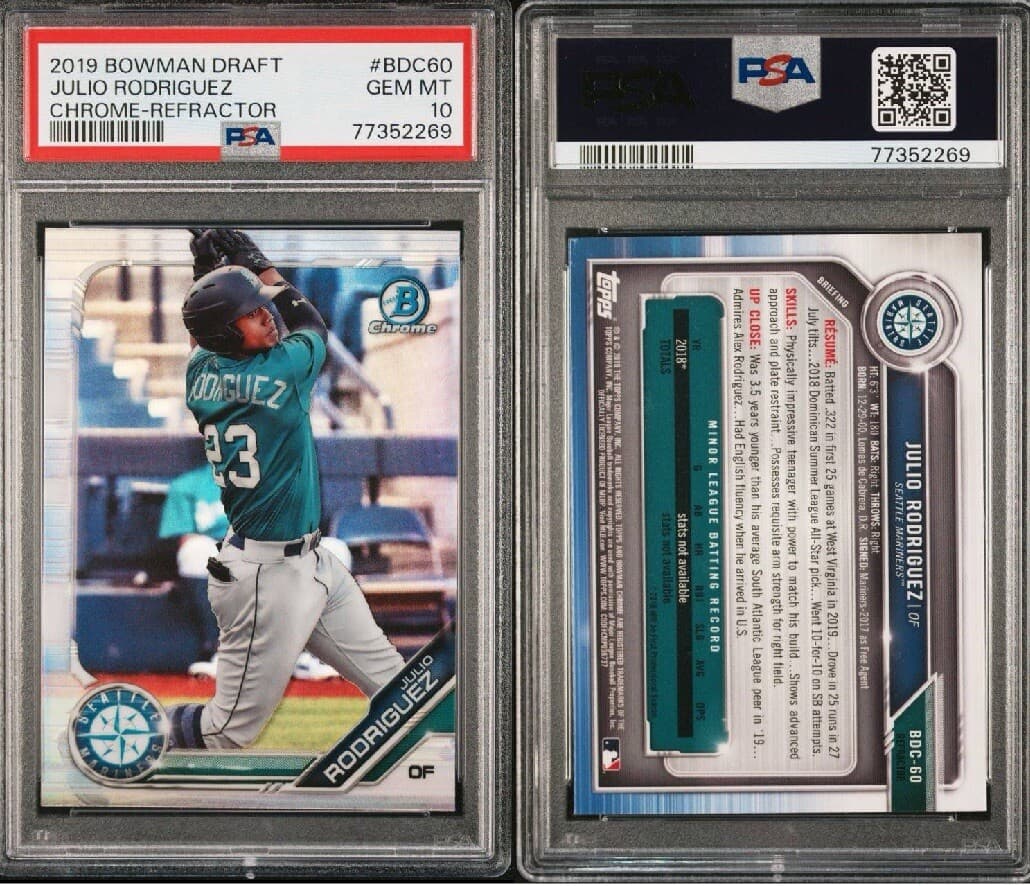 JULIO RODRIGUEZ 2019 BOWMAN DRAFT CHROME REFRACTOR #BDC60 RC PSA 10 