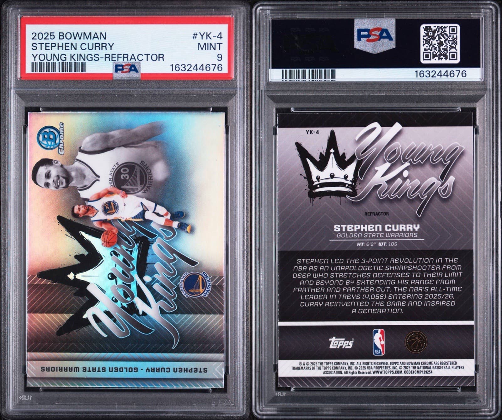2025 Bowman Chrome - Stephen Curry Young Kings Refractor #YK-4. PSA 9 MINT