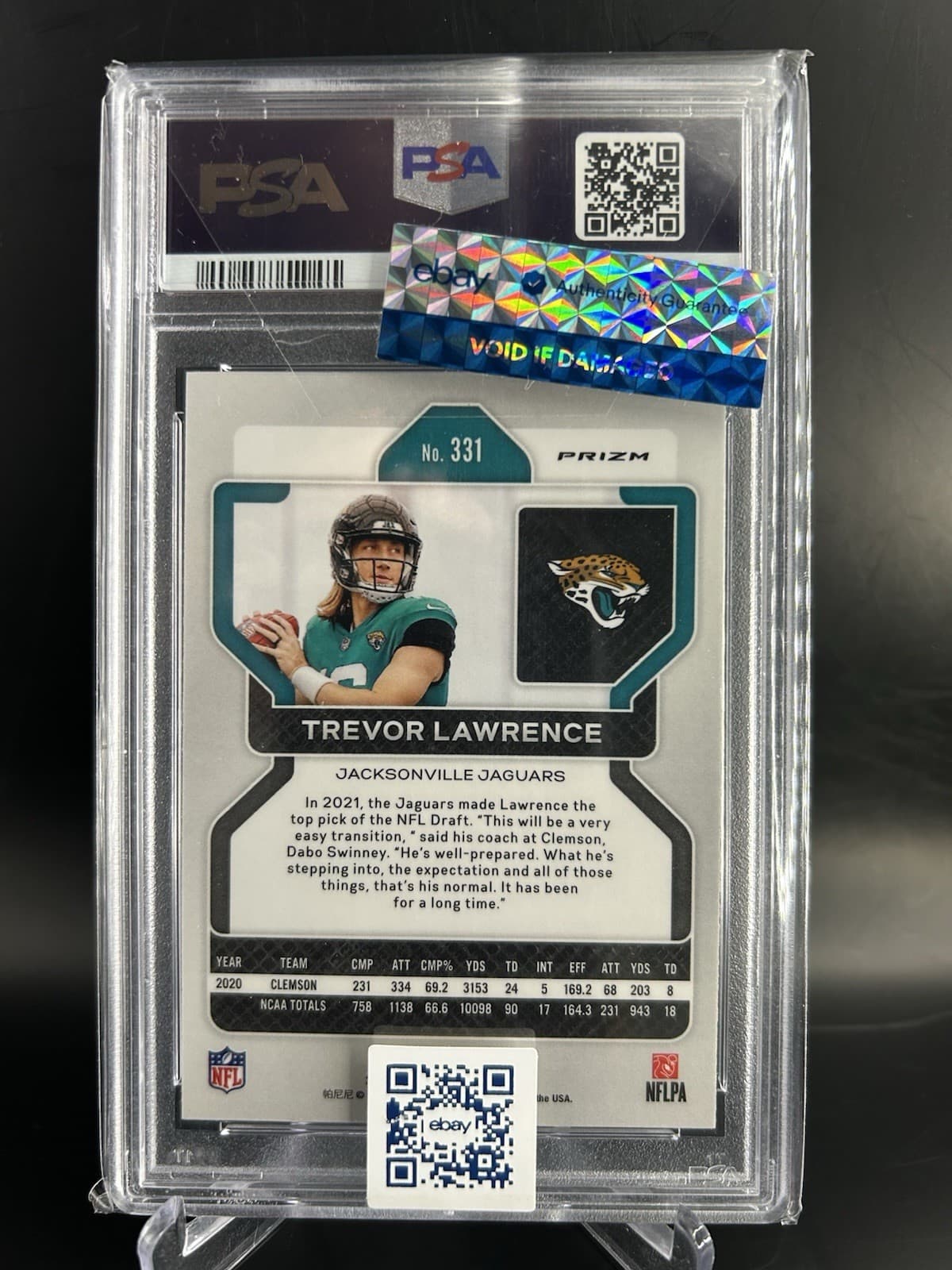 2021 Prizm Trevor Lawrence #331 Silver Prizm (RC).  PSA 9.  eBay Authenticated