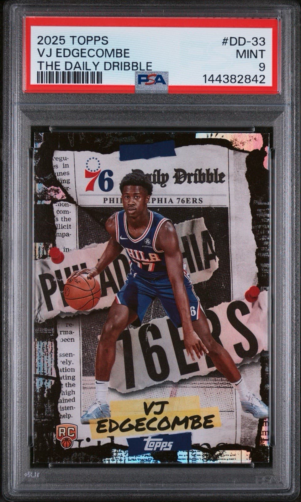 2025 Topps VJ Edgecombe (RC) #DD-33 THE Daily Dribble. PSA 9 MINT