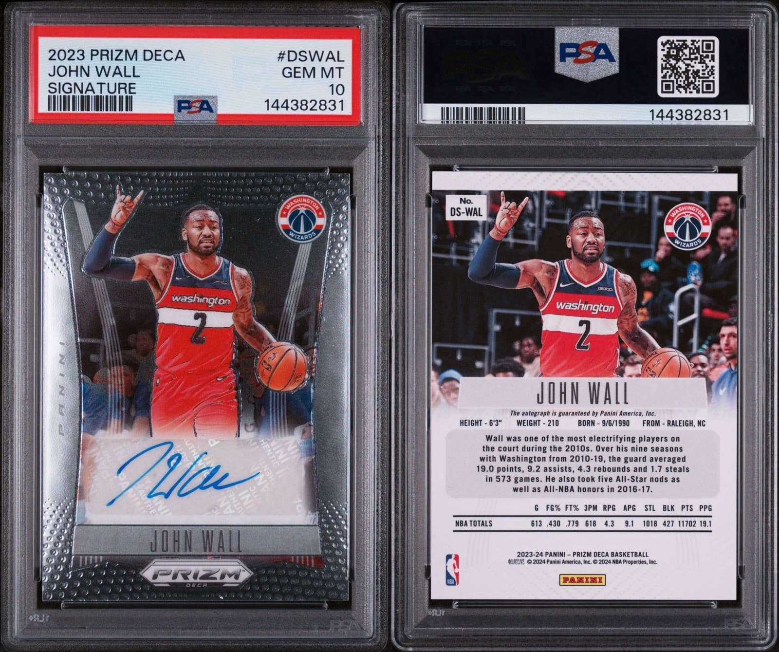 2023 PANINI PRIZM DECA JOHN WALL SIGNATURES #DS-WAL. PSA 10 GEM MT. Pop 4