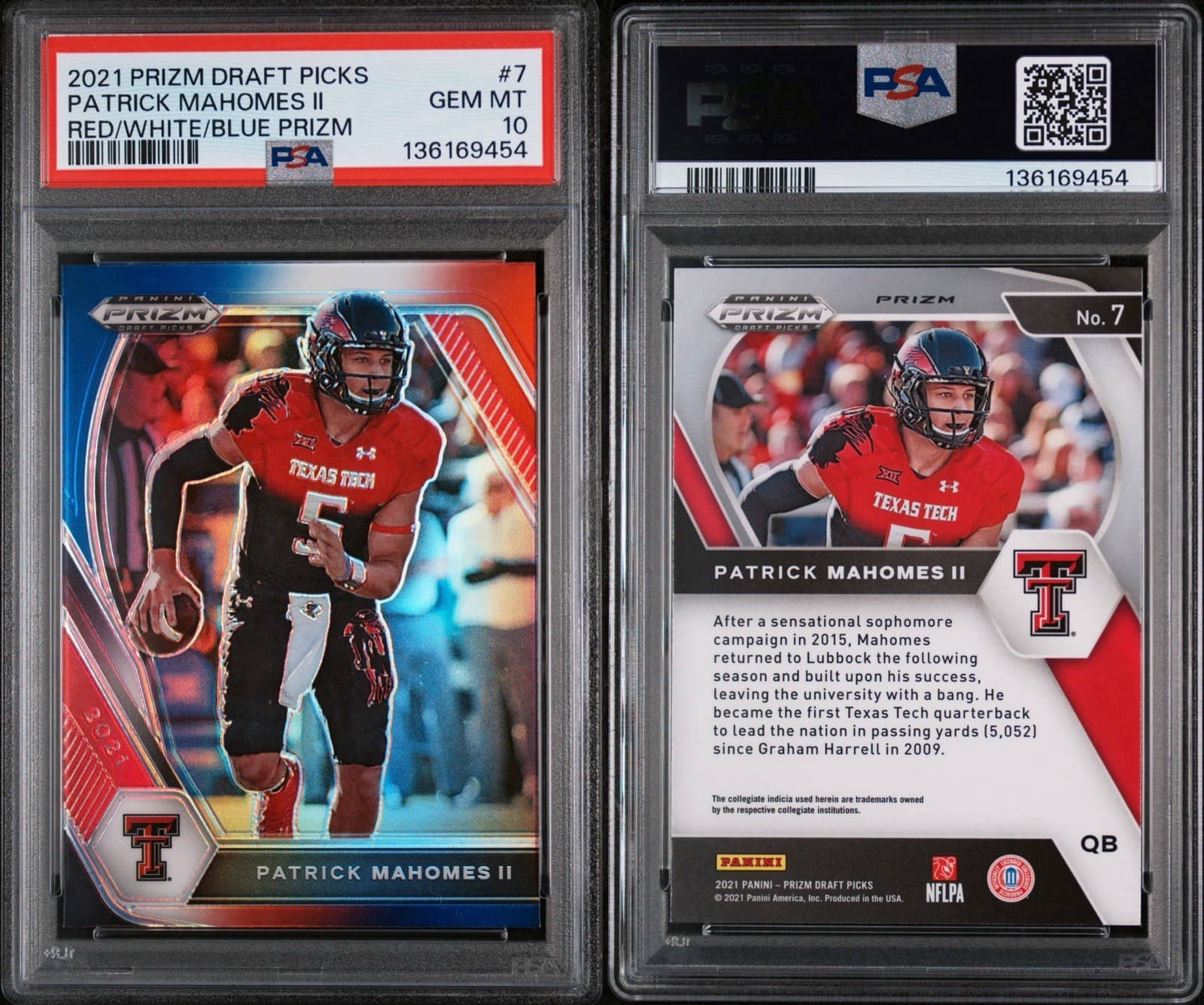 2021 Prizm Draft Picks - Patrick Mahomes II #7 Red White & Blue Prizm. PSA 10