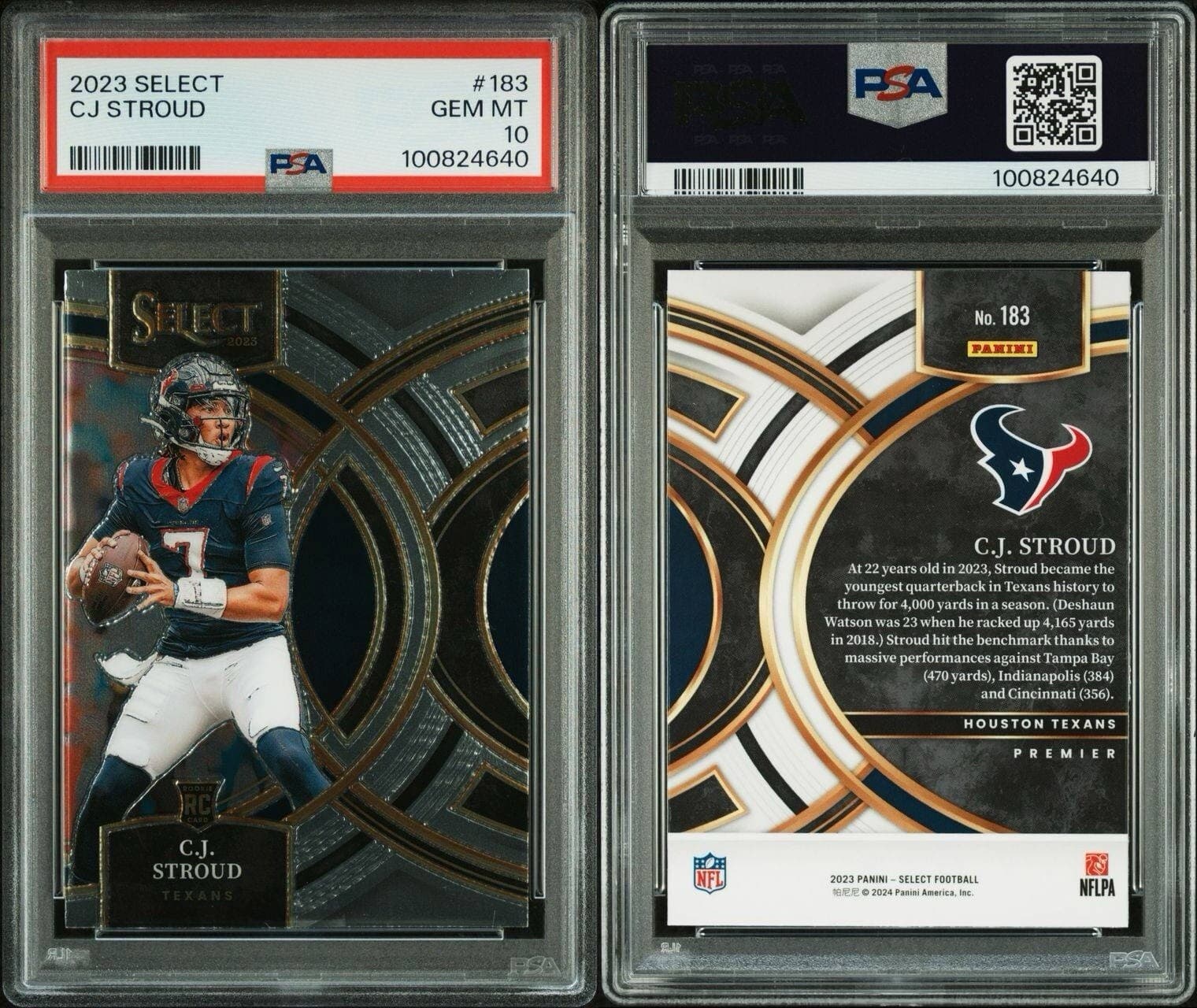 2023 SELECT  C.J STROUD RC #183 PSA 10 HUSTON TEXANS ROOKIE PSA 10 GEM MINT