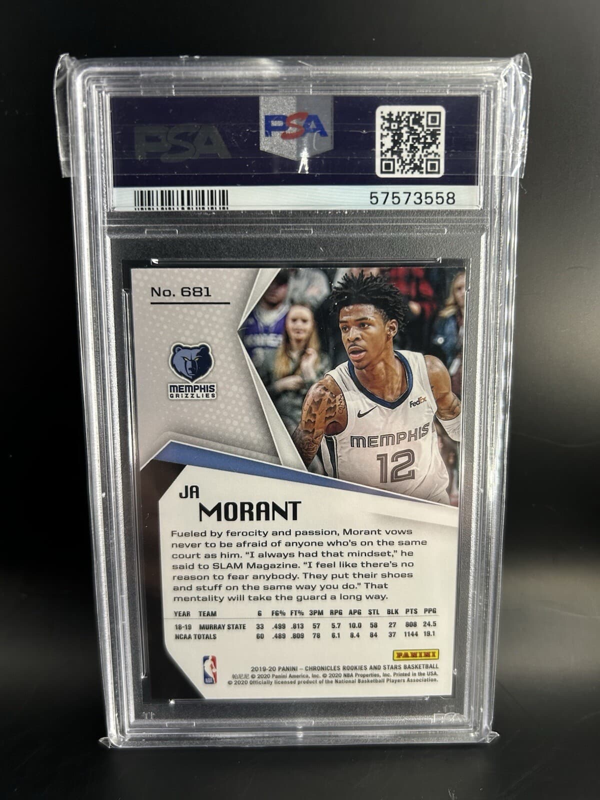 2019-20 Panini Chronicles - Rookies and Stars #681 Ja Morant (RC). PSA 9.