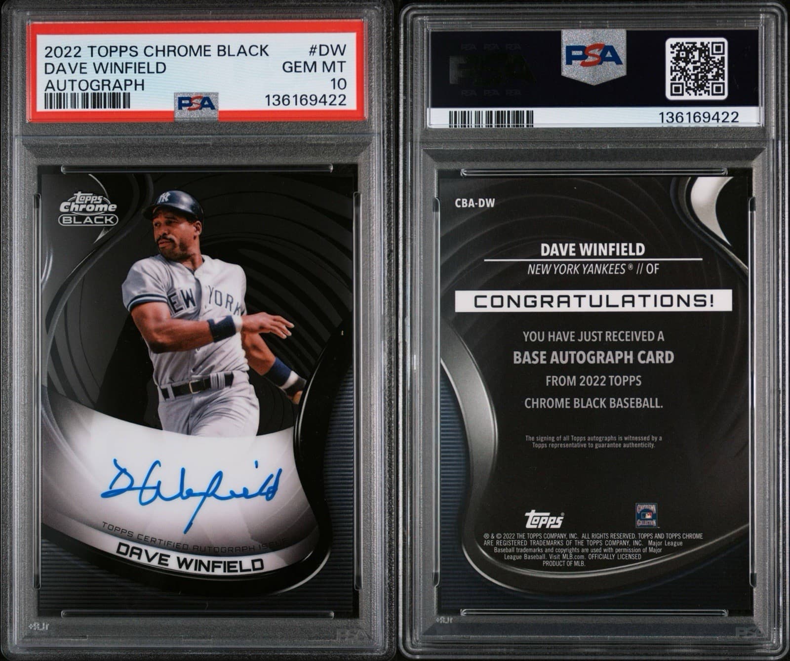 2022 Topps Chrome Black - Dave Winfield Autograph #CBA-DW. PSA 10 GEM.