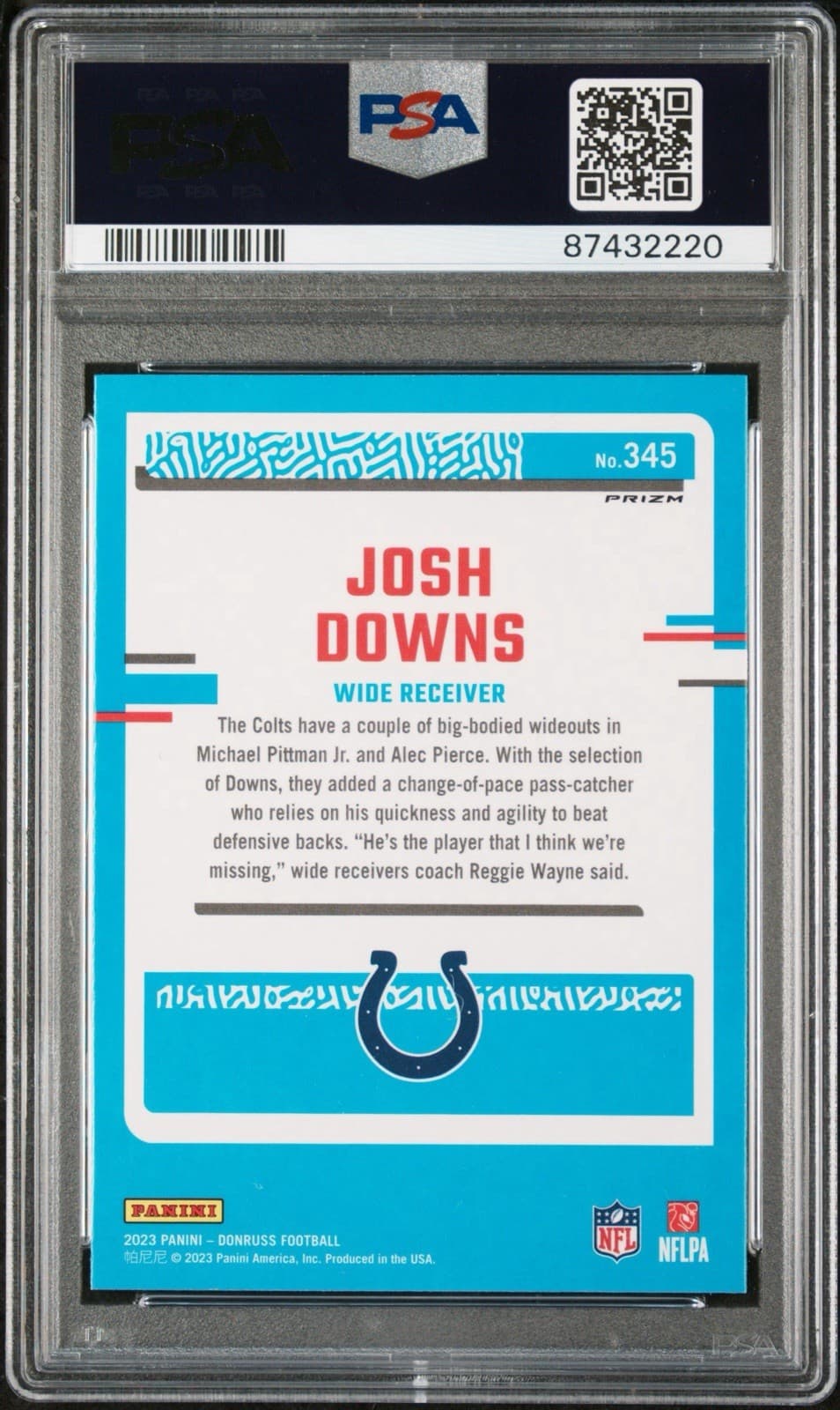 2023 Donruss Rated Rookie Josh Downs (RC) Optic Preview Red Wave. PSA 10. Pop 7
