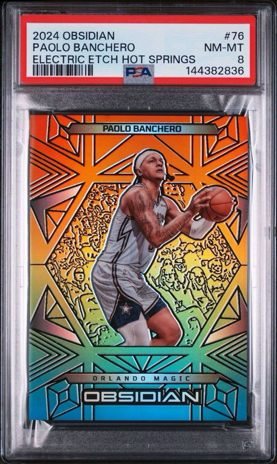 2024 Obsidian - Paolo Banchero #76 Electric Etch Hot Springs /15. PSA 8 NM - MT