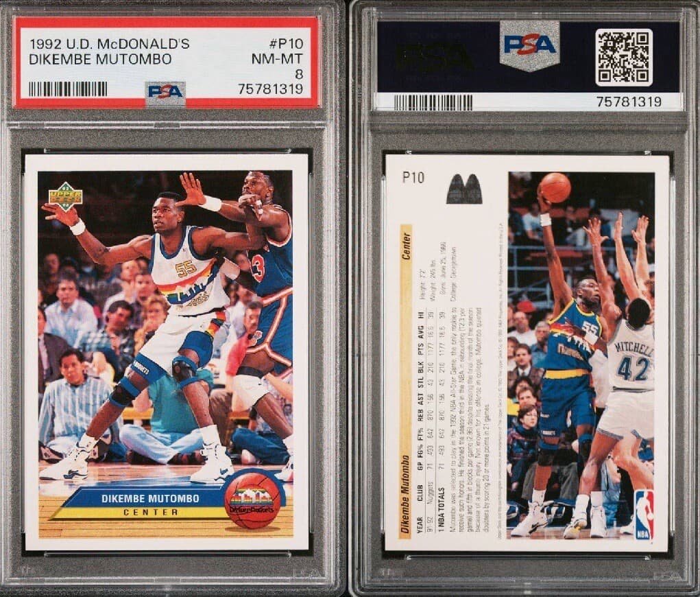 1992-93 Upper Deck McDonald's - #P10 Dikembe Mutombo PSA 8