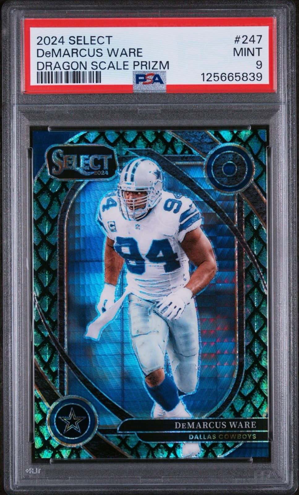 2024 Panini Select Club Level DeMarcus Ware #247 Dragon Scale Prizm /81. PSA  9