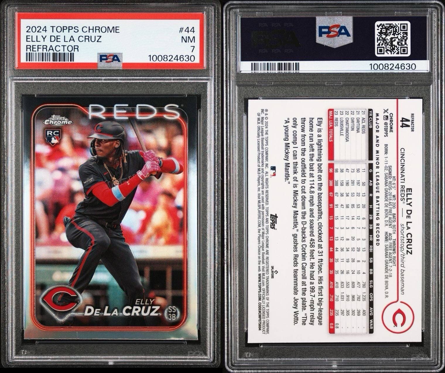 2024 Topps Chrome Elly De La Cruz Refractor #44 PSA 7