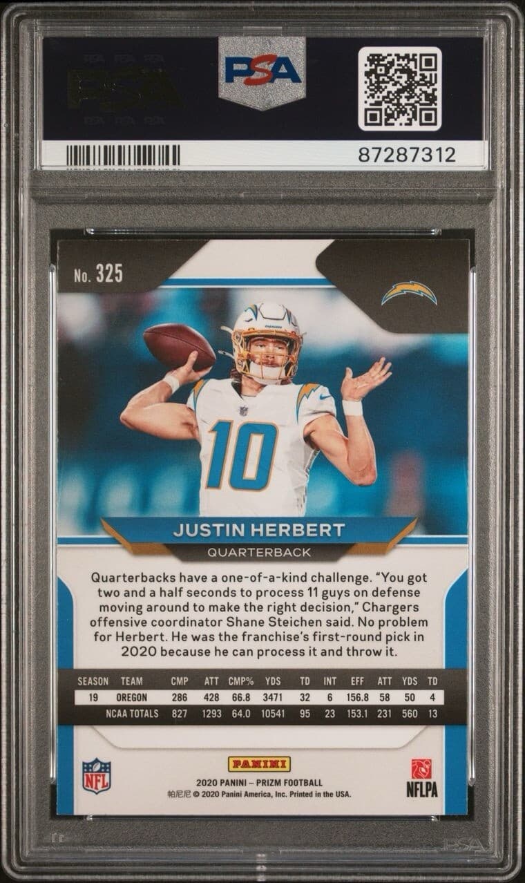 2020 Panini Prizm - Rookie #325 Justin Herbert (RC) PSA 9