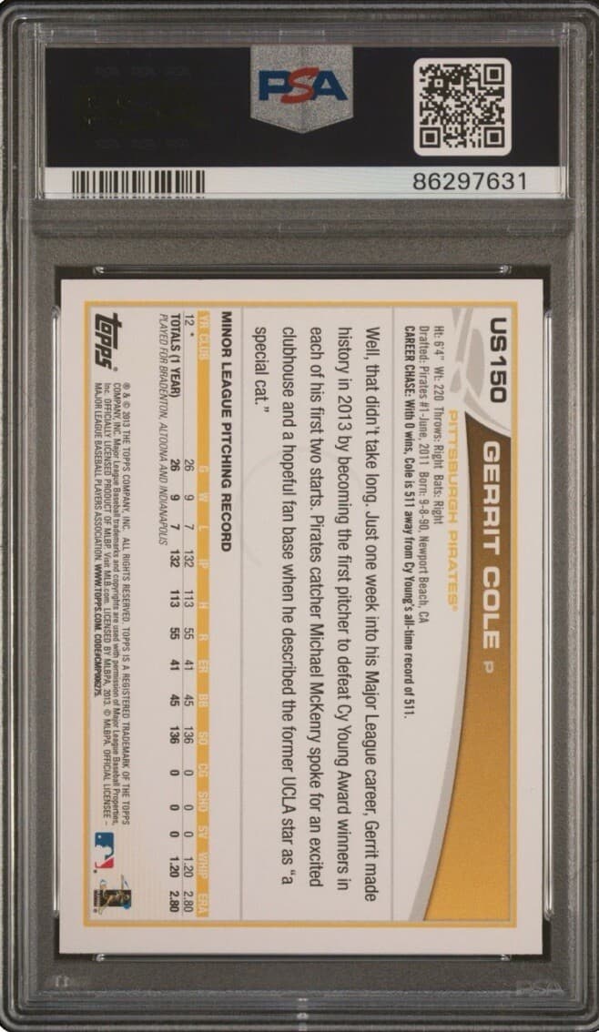 2013 Topps Update Series - Yellow Hat, Horizontal #US150 Gerrit Cole (RC)  thumbnail 2