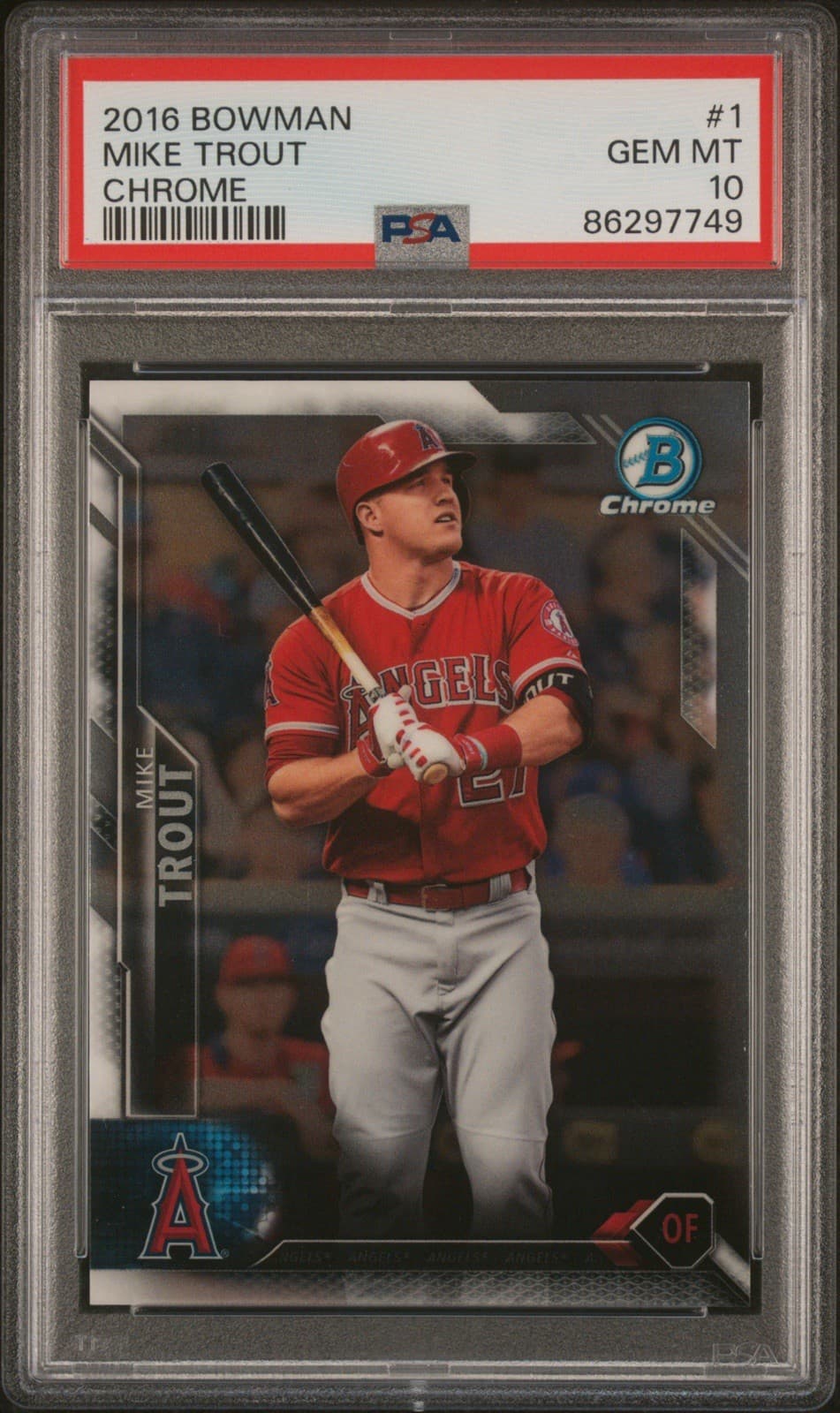2016 Bowman Base Chrome - Mike Trout #1. PSA 10 GEM MT.