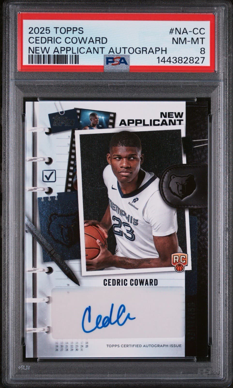 2025-26 Topps - New Applicants Autographs Cedric Coward (RC) #NA-CC. PSA 8 NM-MT
