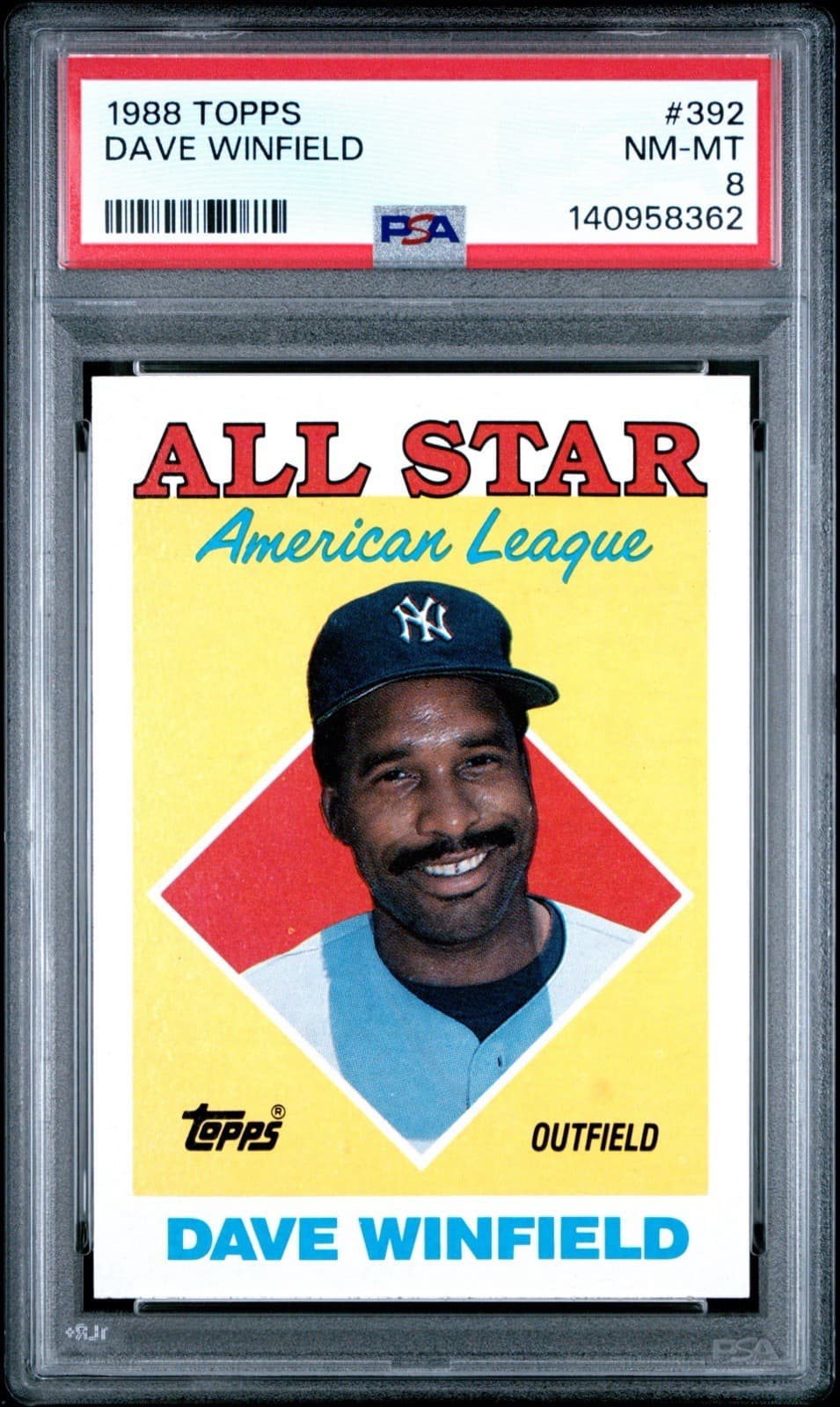 1988 Topps - All-Star Dave Winfield #392. PSA 8 NM - MT