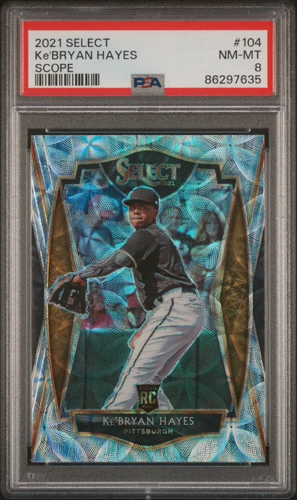 2021 Panini Select - Premier Ke'Bryan Hayes #104 Scope Prizm (RC). PSA 8