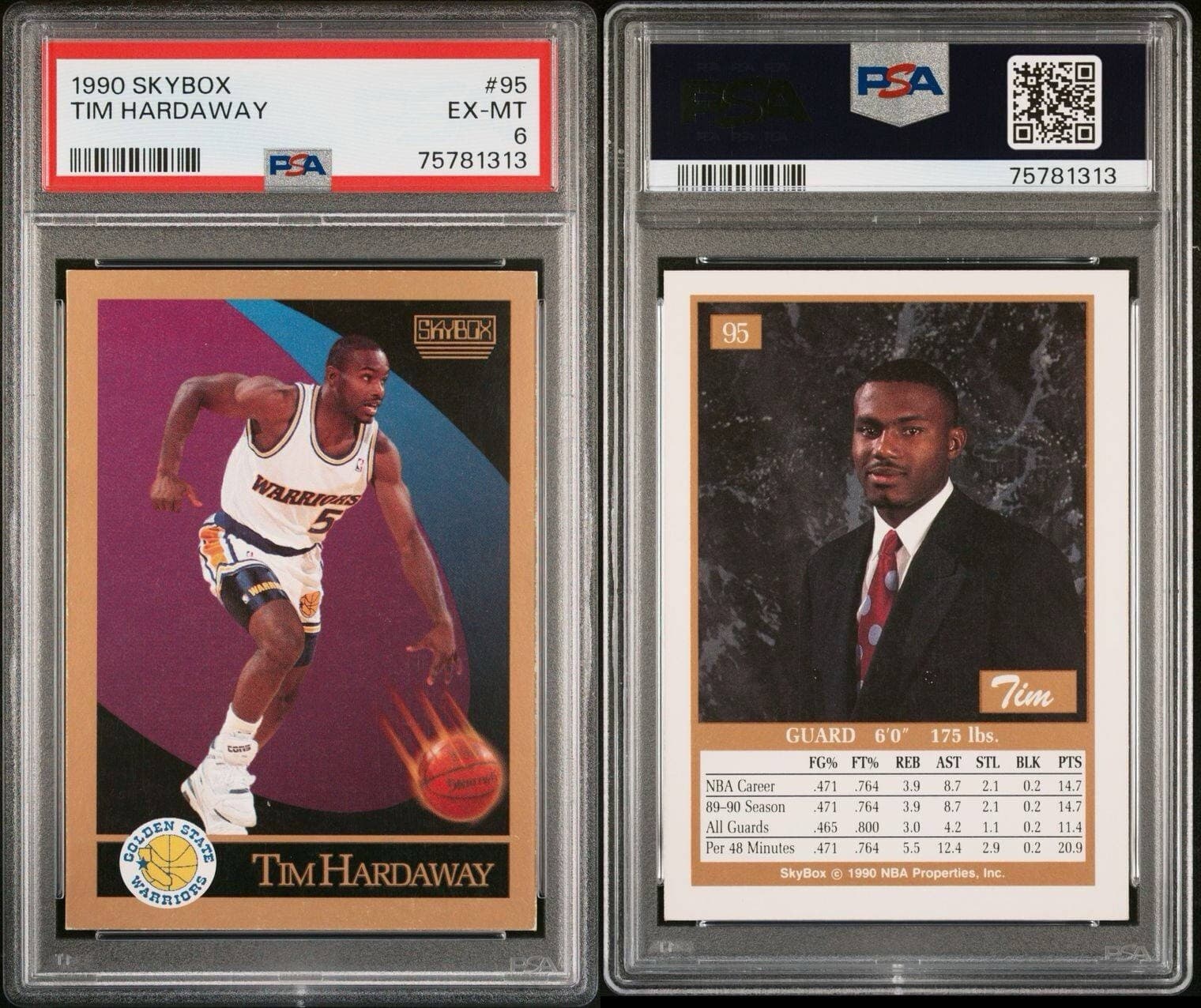 1990 Skybox Tim Hardaway #95 Golden State Warriors PSA 6