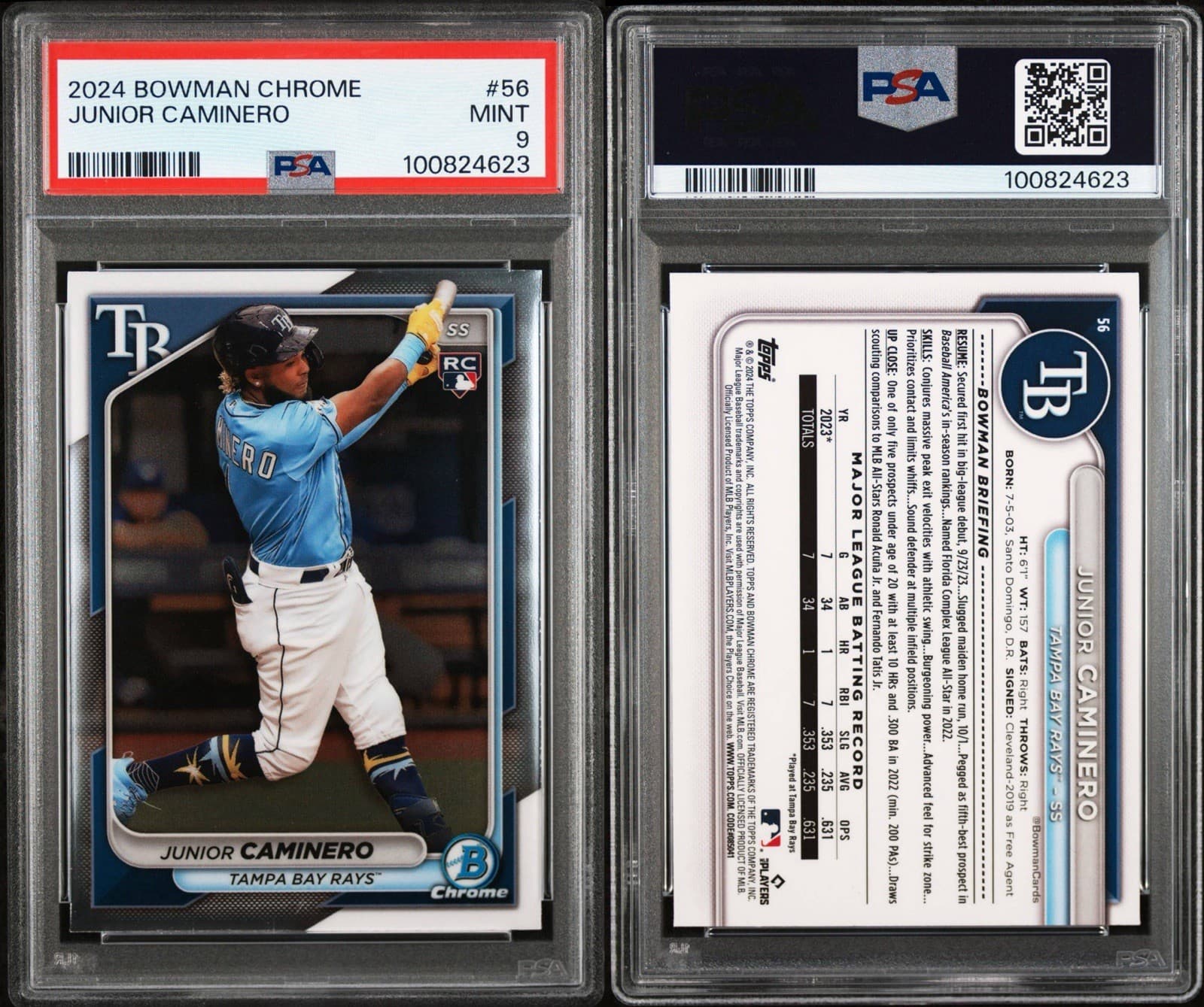 2024 Bowman Chrome - Junior Caminero #56 (RC) thumbnail 3