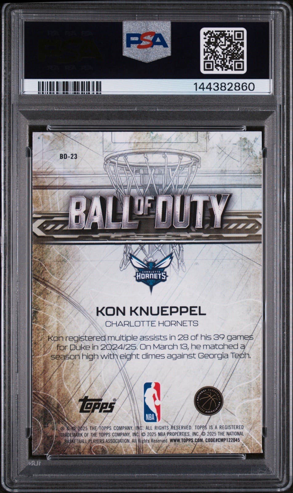 2025-26 Topps Chrome - Ball of Duty Kon Knueppel #BD-23 (RC). PSA 10 GEM MT