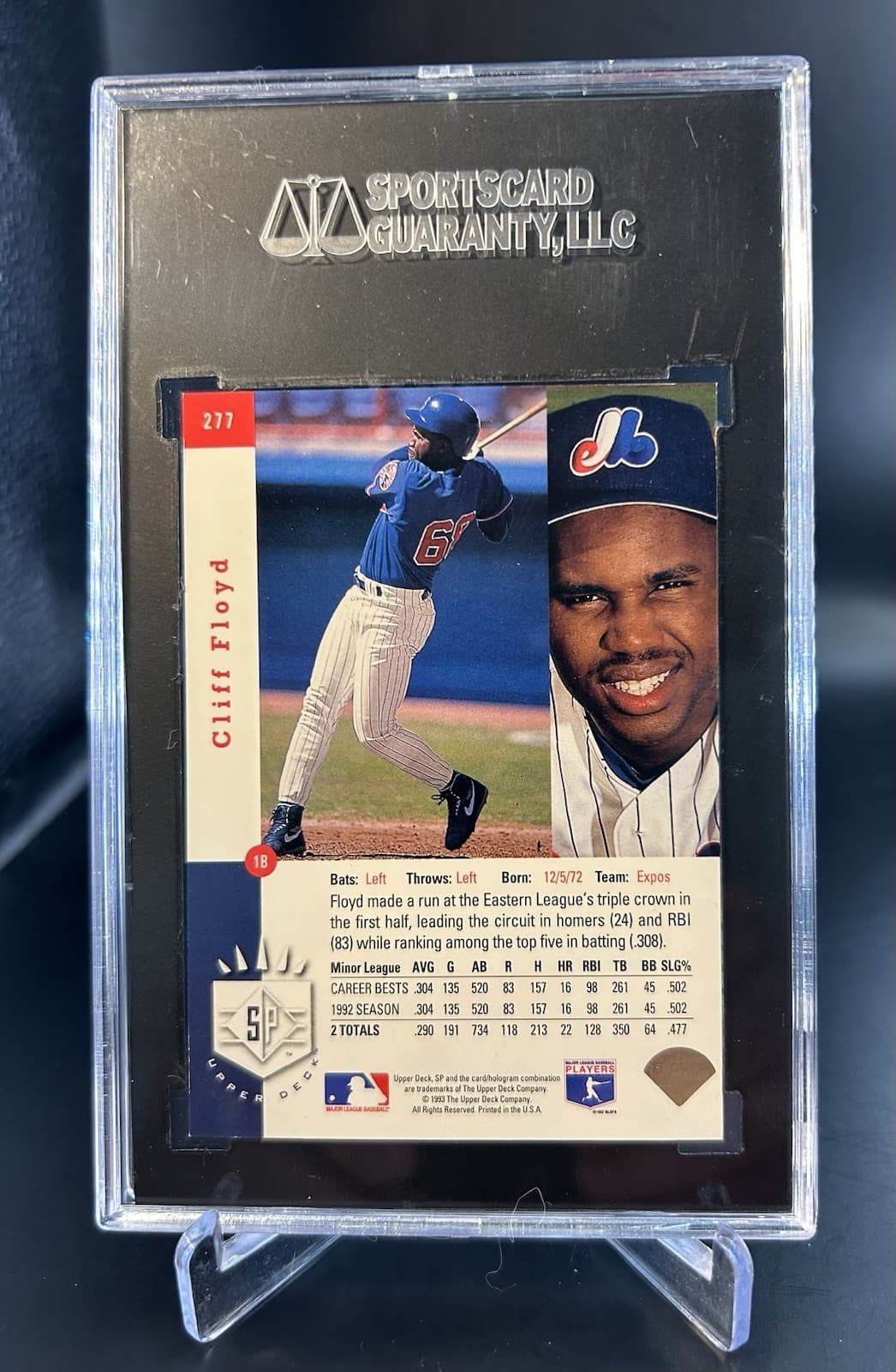 1993 Upper Deck SP - Premier Prospects Cliff Floyd #277. SGC 8.5