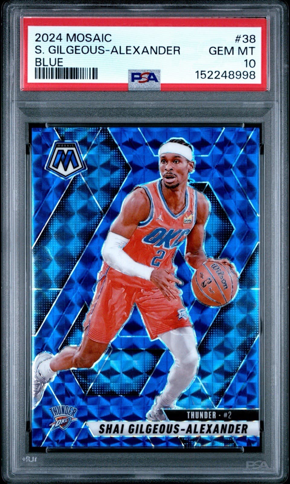 2024 Mosaic Shai Gilgeous-Alexander #38 Blue Prizm /199. PSA 10 GEM MINT. Pop 1!